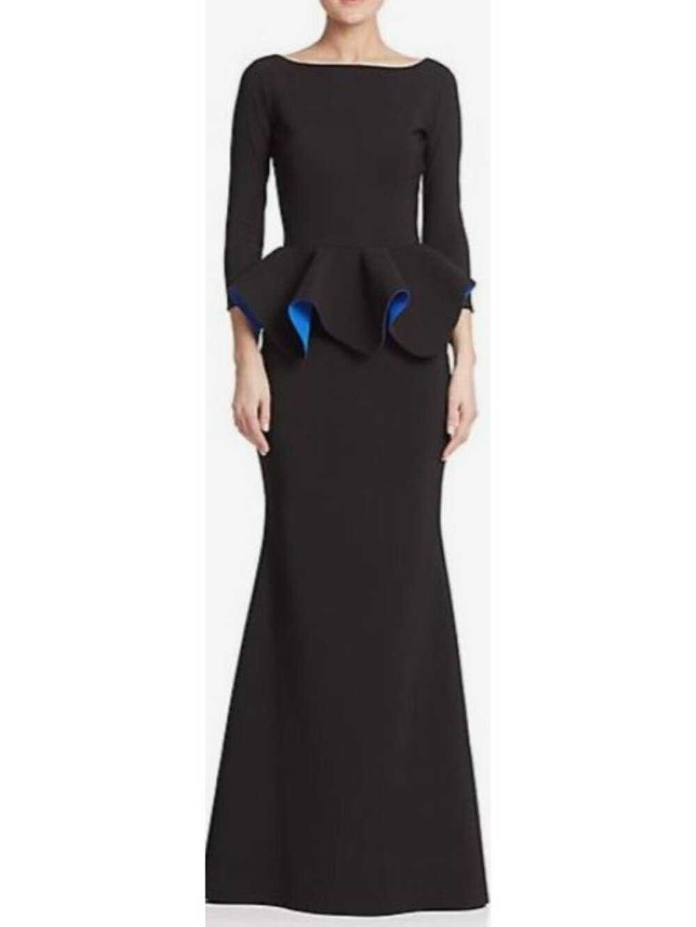 NEW La Petite Robe di Chiara Boni Eden Bicolor Peplum Mermaid Gown, Size 8/IT 44